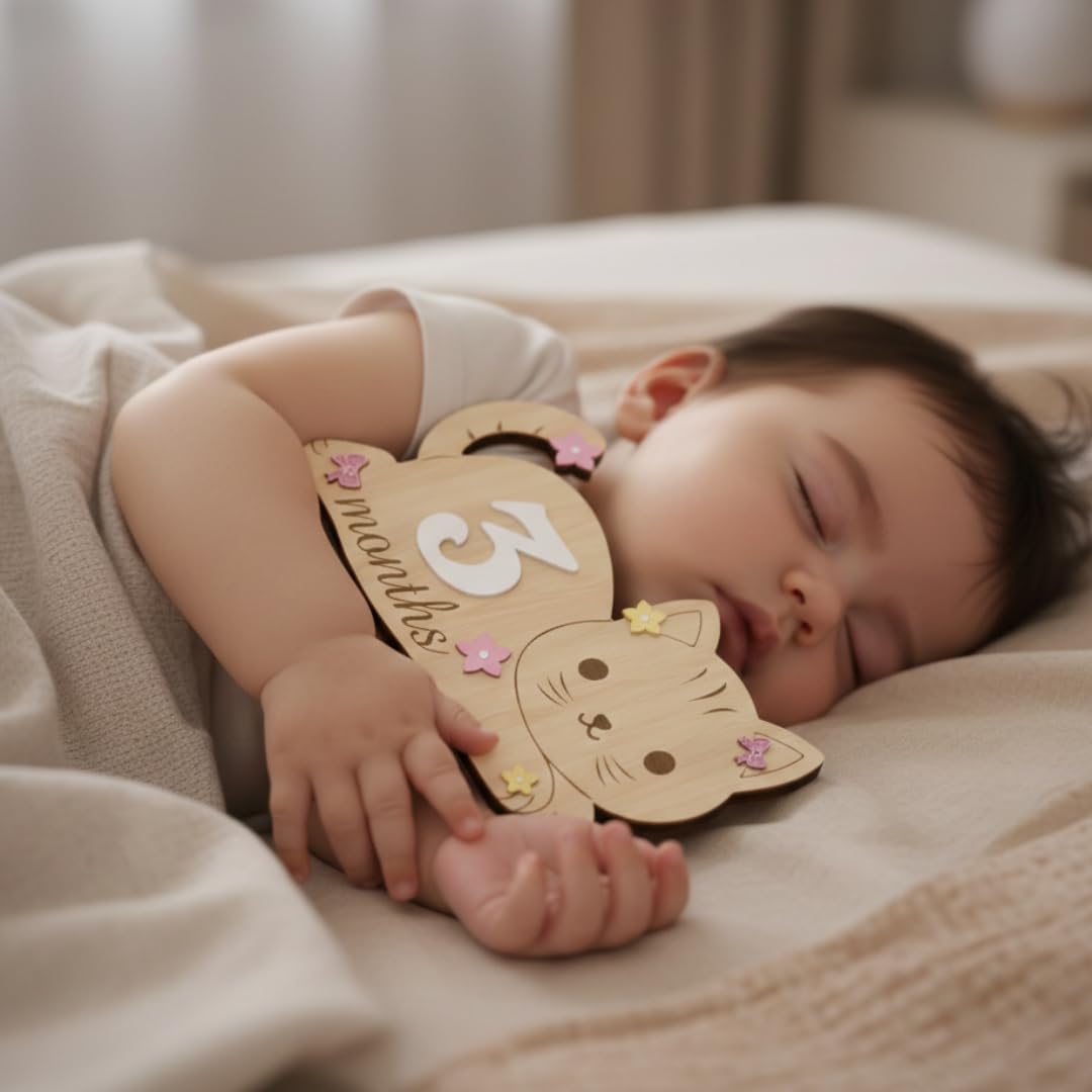 Letreros madera hitos bebé 1-12 meses con números