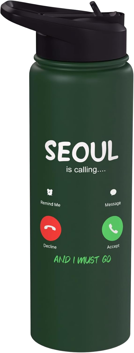 Botella de agua acero inoxidable aislada viaje Corea del Sur