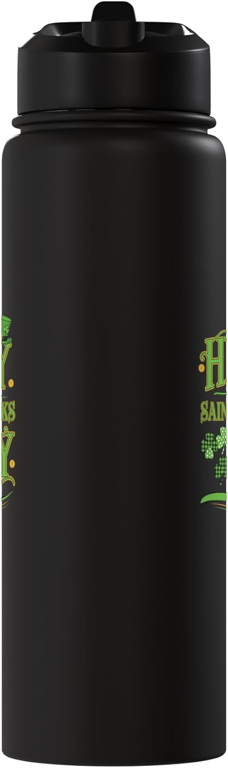 Botella agua acero inox con hoja de trébol