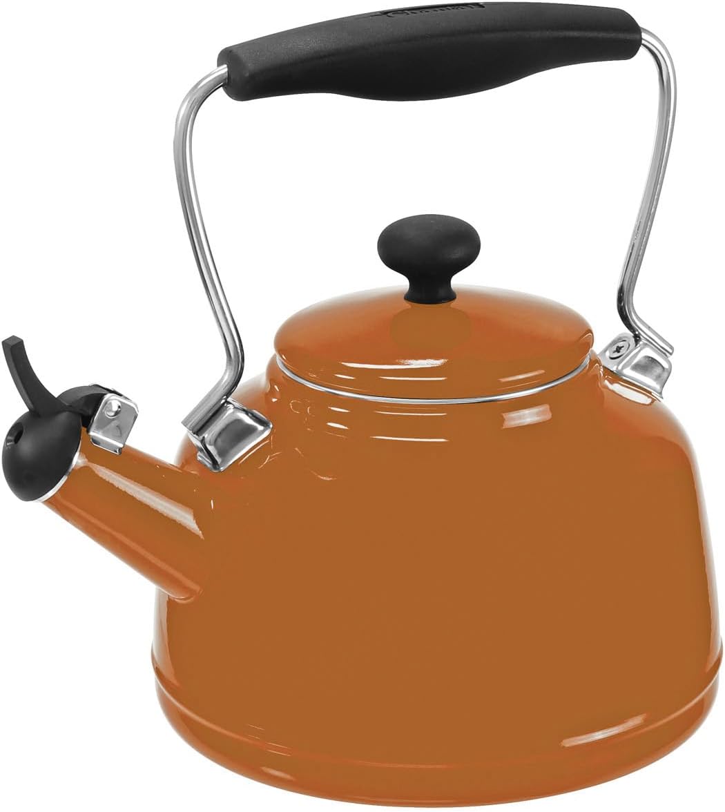 Hervidor té vintage esmalte acero con silbato