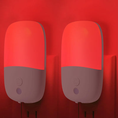 Luz Nocturna Roja 670nm Con Enchufe Retráctil 2uds