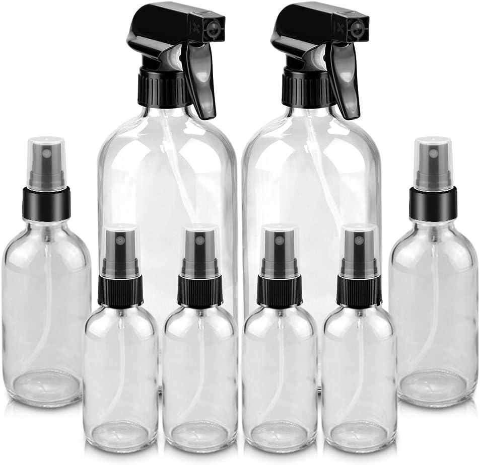Botellas vidrio 16oz x2 4oz x4 recargables con boquilla ajustable