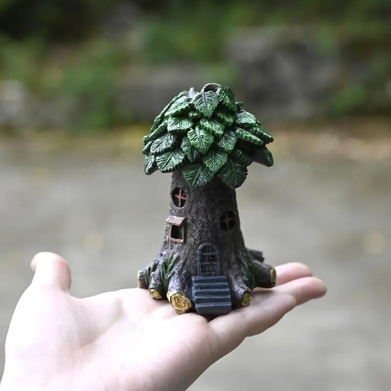 Casa de hadas de resina para jardín miniatura decoración