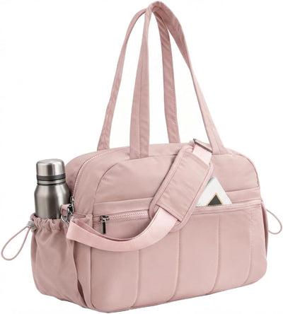 Bolsa viaje gimnasio mujer acolchada bolsillo húmedo deportivo rosa