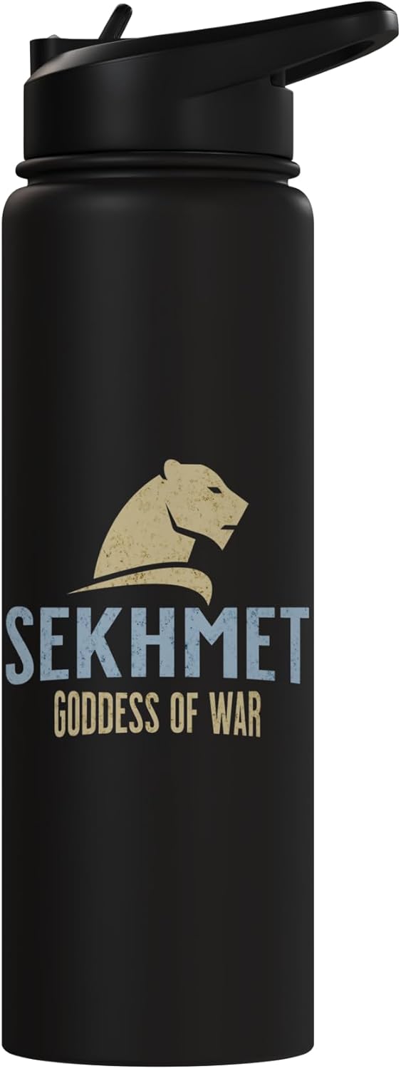Botella de agua acero inoxidable diosa Sekhmet guerra egipcia