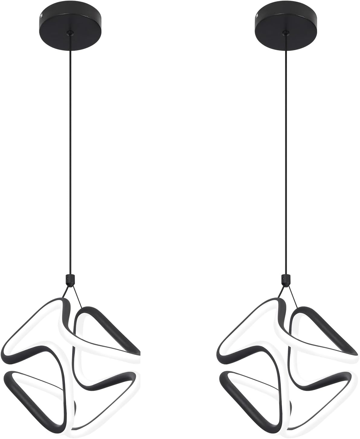 2 Lámparas Colgantes LED Negro 6000K Isla Cocina