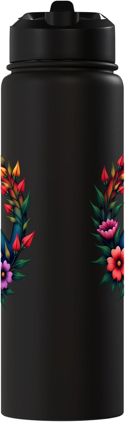 Botella de agua acero inoxidable 60s 70s Flower Power