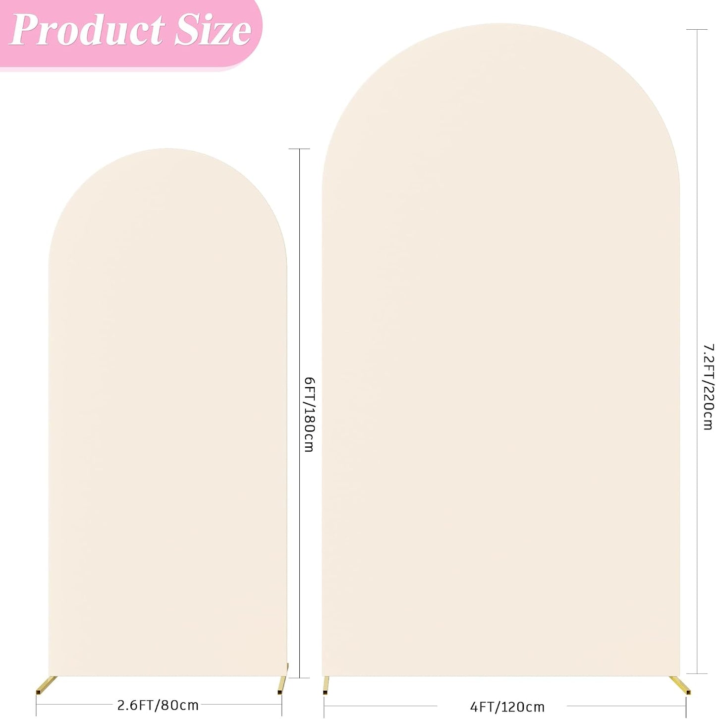 2 Pzas Fundas Elastano Arco Boda 7.2x6ft Redondo Beige