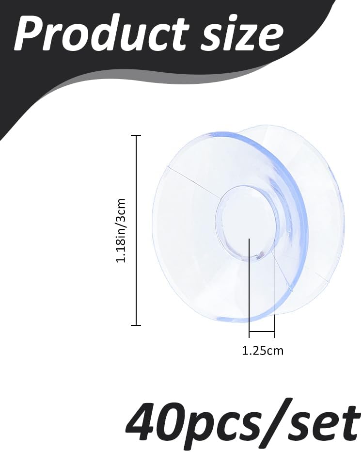40 Ventosas Doble Cara 1.18pulg Transparente PVC Mesa Vidrio