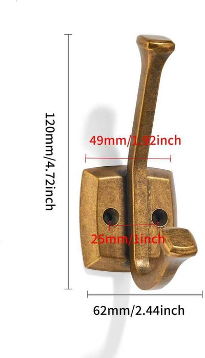 3 Pzas Ganchos Latón Antiguo para Puertas Baños Armarios
