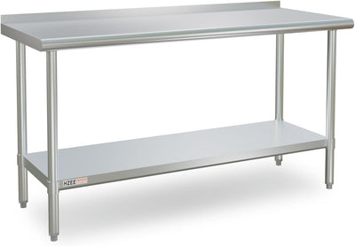 Mesa acero inox 24x60pulg con estante protector salpicaduras