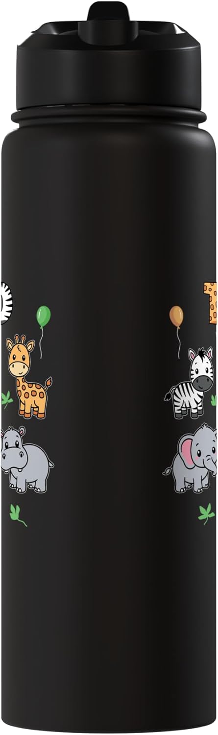 Botella agua acero inox aislada cumpleaños 2 años