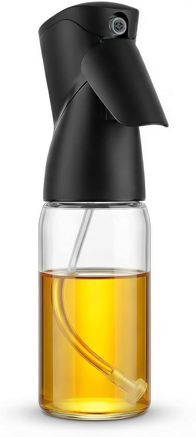 Pulverizador de aceite de vidrio para cocinar, niebla de oliva recargable negro