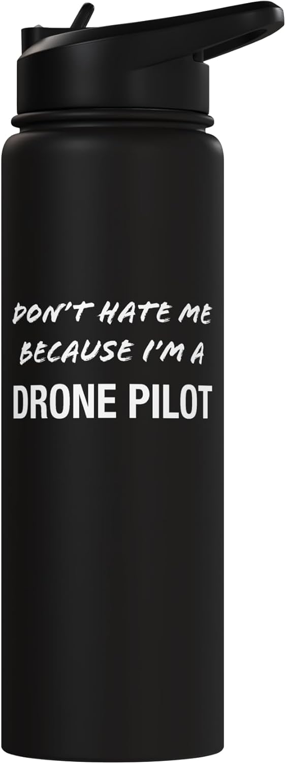 Botella de agua aislada acero inoxidable divertida para piloto de dron
