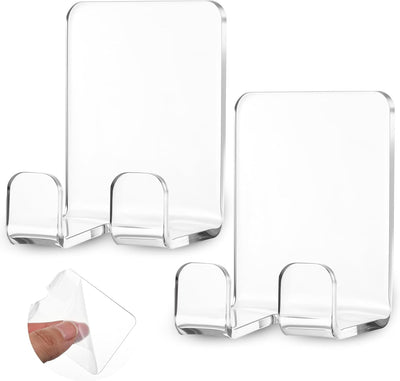 2 Soportes Maquinilla Afeitar Adhesivo Acrílico Baño Cocina