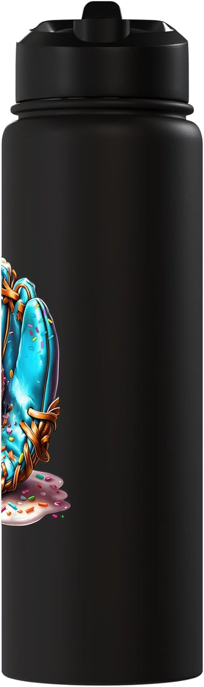 Botella de agua aislada de acero inoxidable con diseño de helado de beisbol