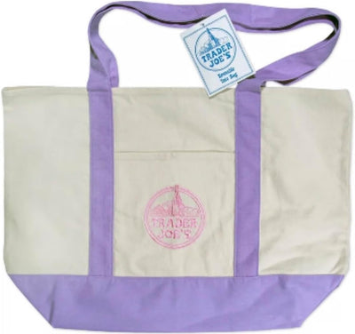 Bolsa tela reutilizable con bolsillo y borde morado