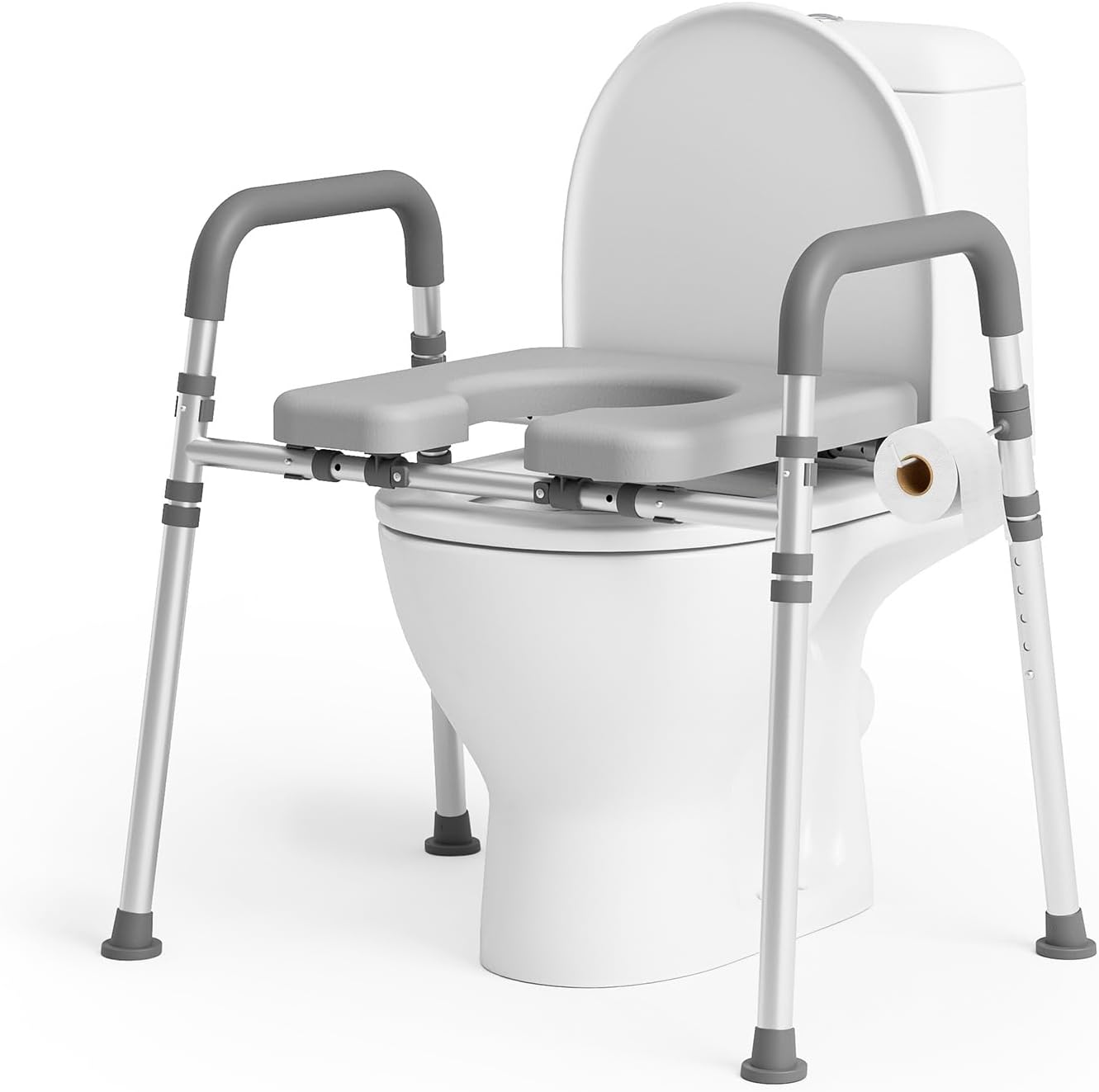 Asiento inodoro elevado con asas ajustables