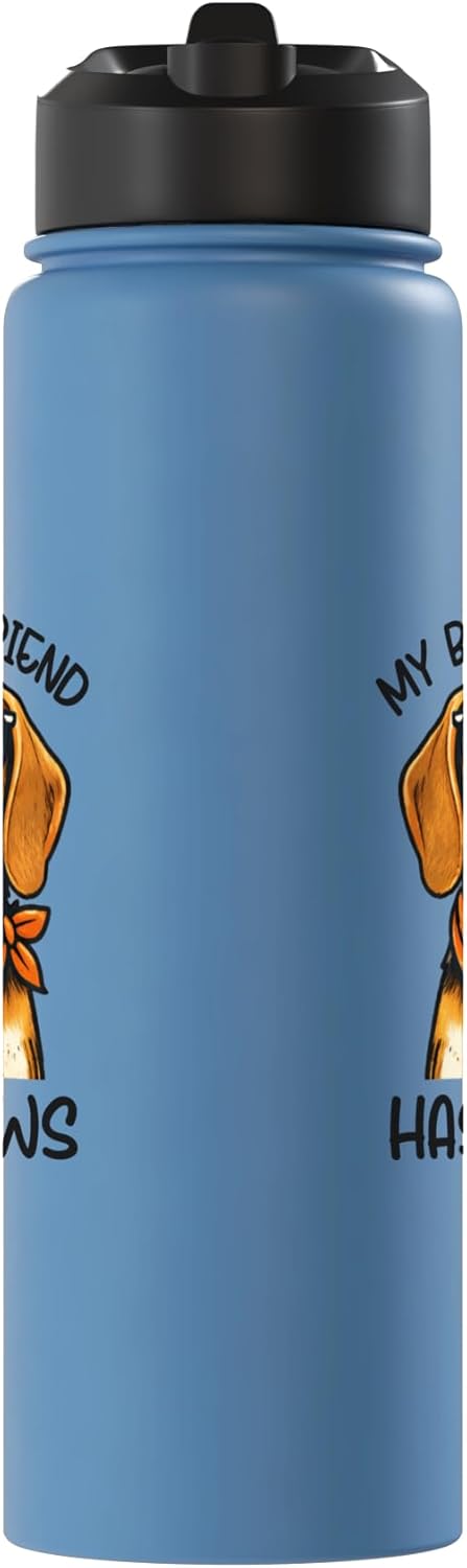 Botella de agua acero inoxidable sin BPA con diseño de perro