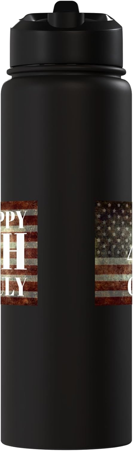 Botella de agua aislada patriótica USA con bandera independencia