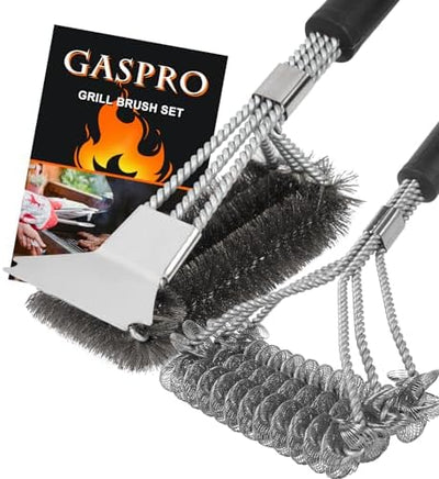 Juego cepillos parrilla 18pulg raspador y sin cerdas