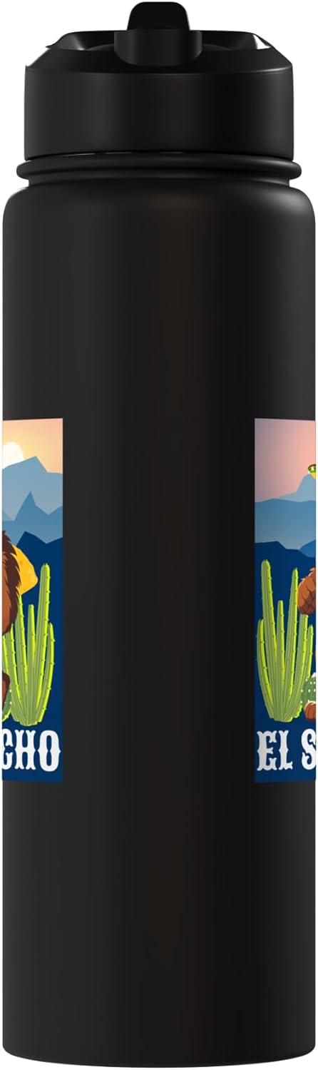 Botella de agua acero inoxidable aislada sombrero taco cinco de mayo