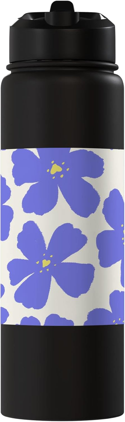 Botella de agua aislada floral purpura acero inoxidable crema