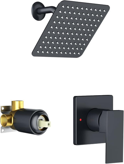 Juego grifo ducha 8pulg negro mate válvula equilibrio presión