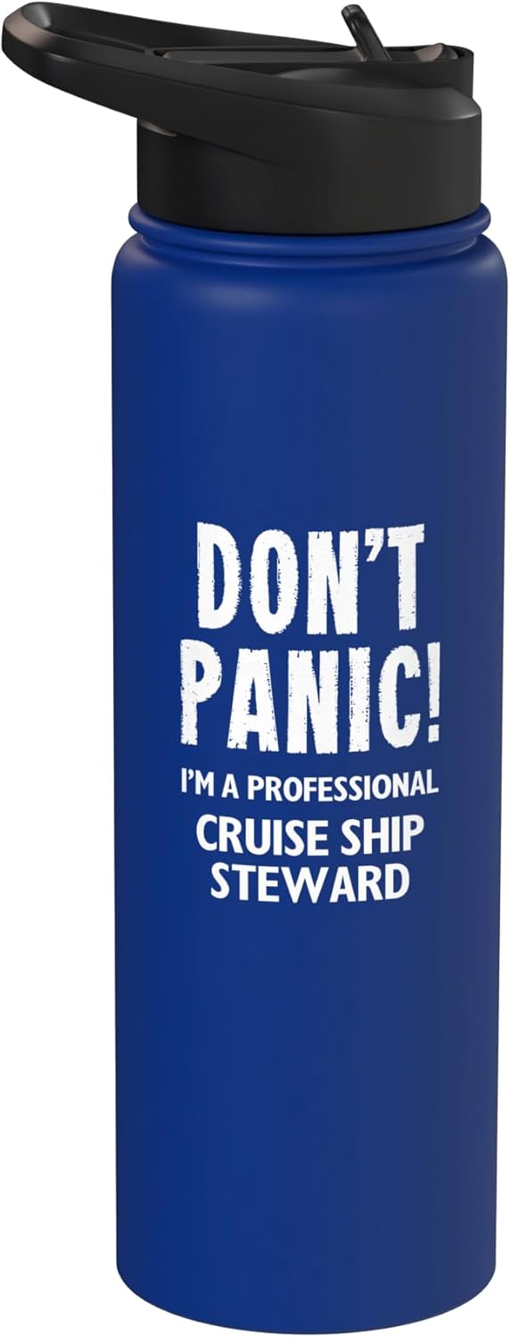 Botella de agua acero inoxidable aislada para camarero de crucero