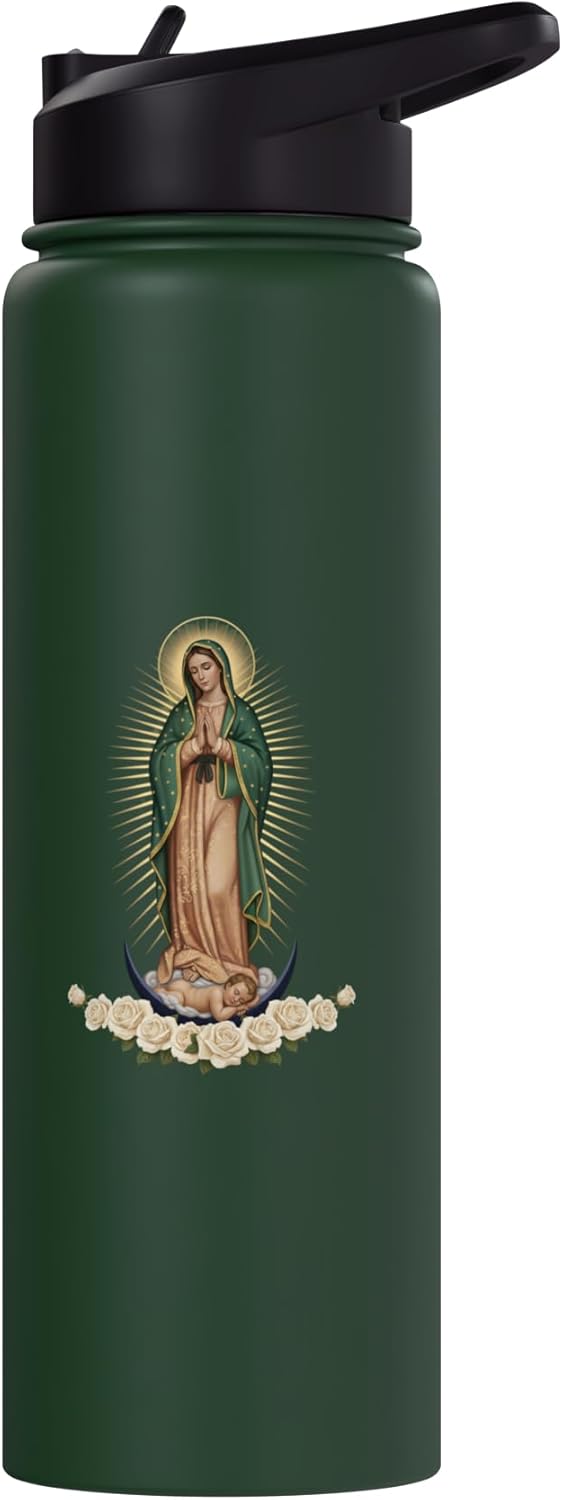 Botella agua acero inox aislada Virgen de Guadalupe