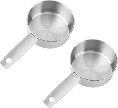 2 Cucharas Medidoras Acero Inox 4.2oz Escala Interior Plateado