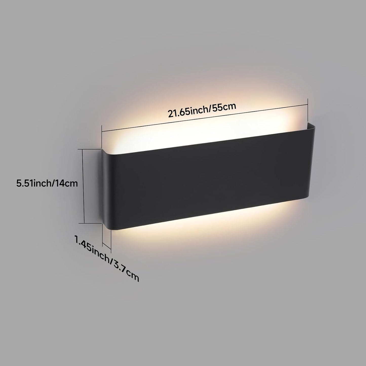 Lámpara pared LED negra ajustable 24W 21.6pulg dormitorio