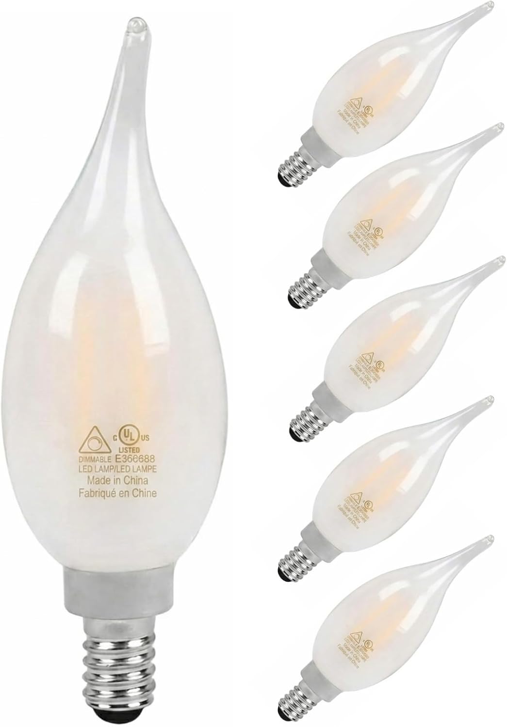 Bombillas LED E12 regulables 5.5W 2700K CRI90 paquete 6