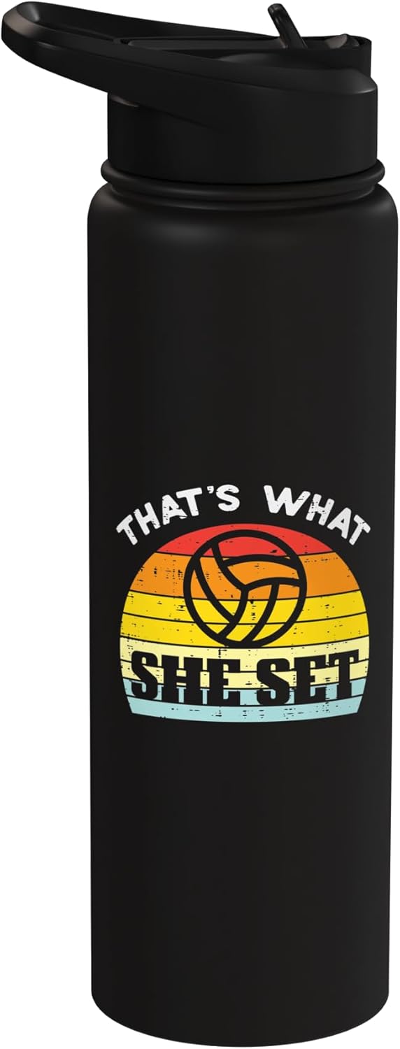 Botella de agua acero inoxidable aislada retro para mujer setter volleyball