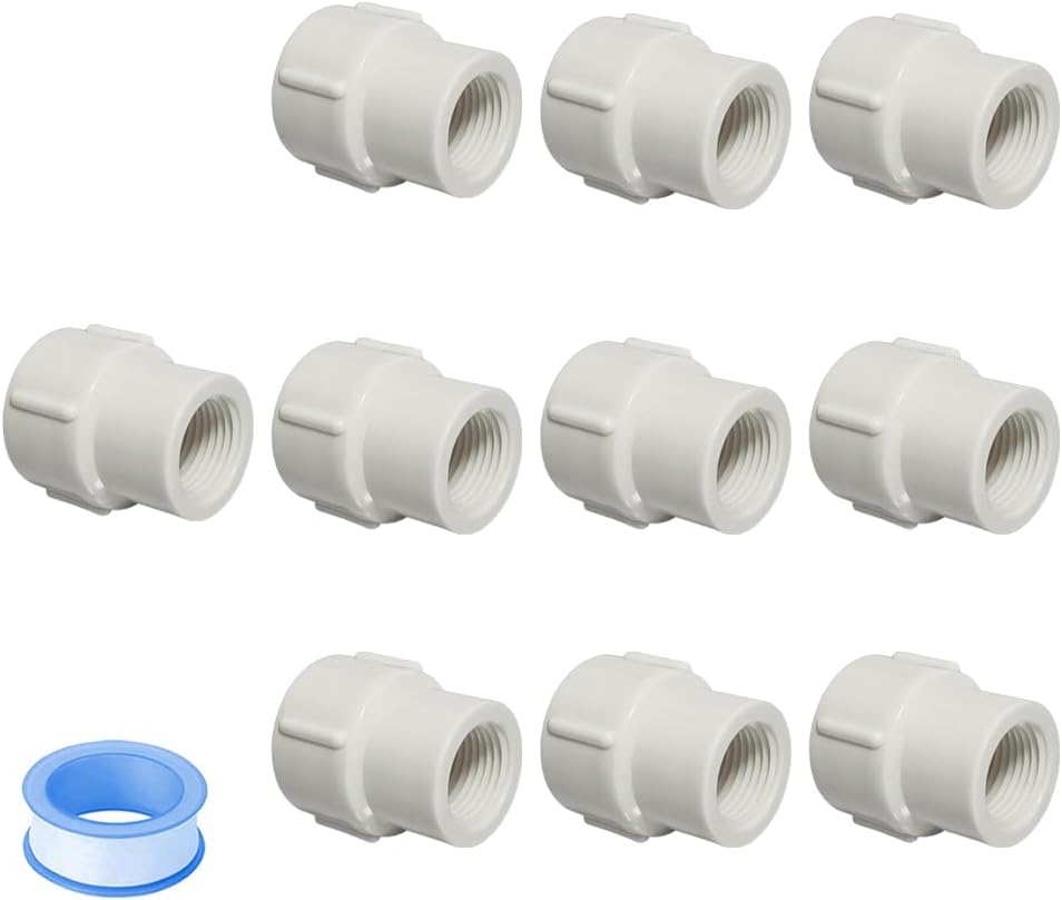 10 Uds. Reductor PVC 1/2x3/4 pulg hembra a hembra