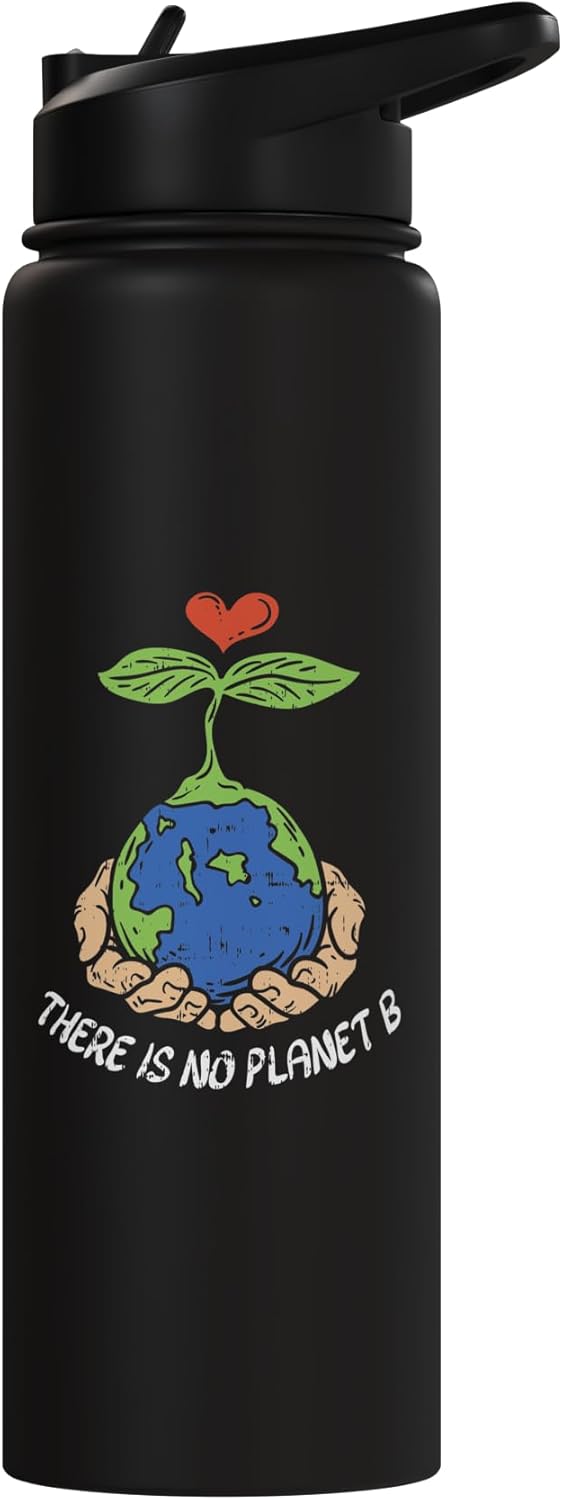 Botella de agua acero inoxidable aislada regalo planta eco Tierra