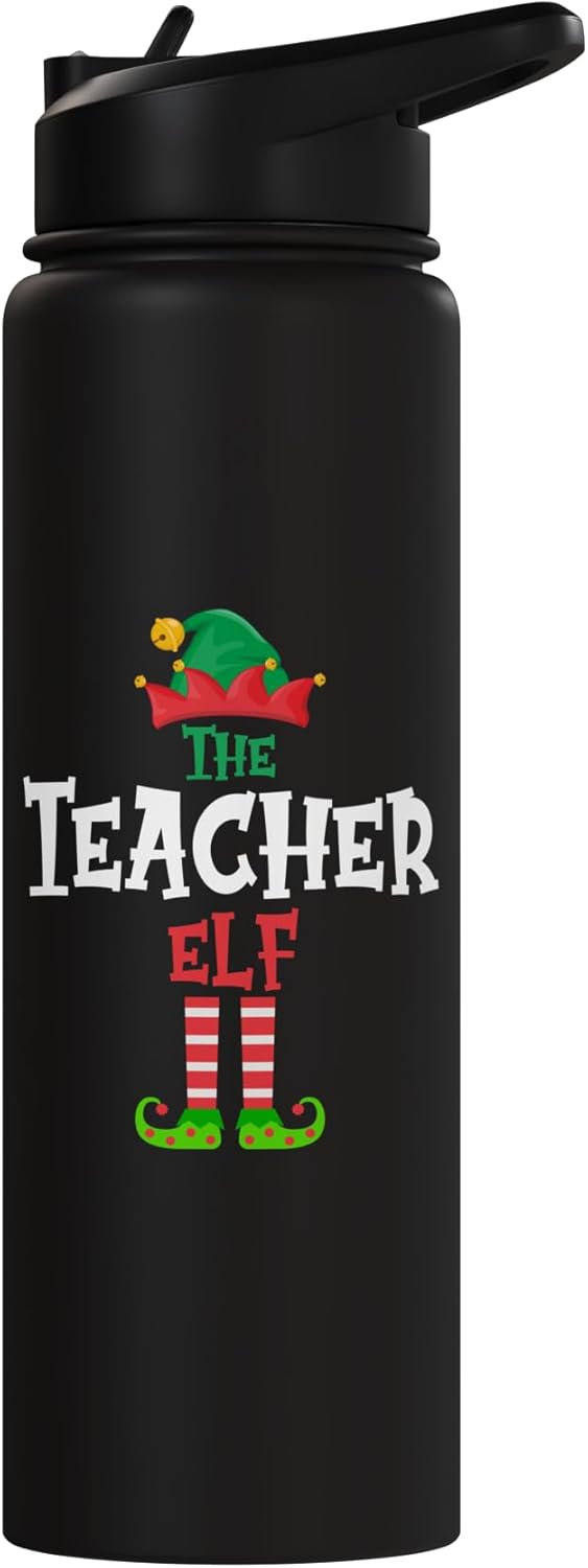 Bote de agua acero inoxidable aislado para Navidad The Teacher Elf