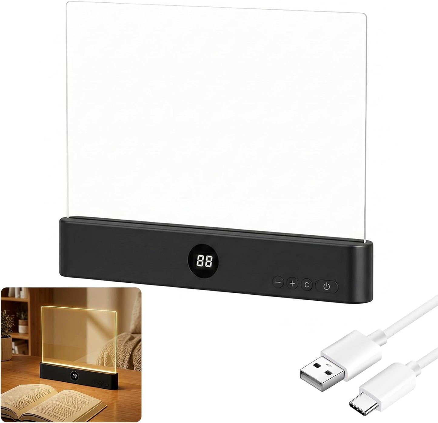 Luz LED recargable para leer en la cama con brillo ajustable negro