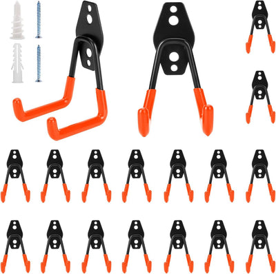 Pack 18 Ganchos Garaje Acero 100lb Organizador Herramientas Jardín