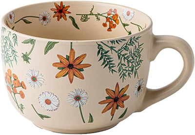 Taza grande de cerámica para desayuno con textura simple y color sólido