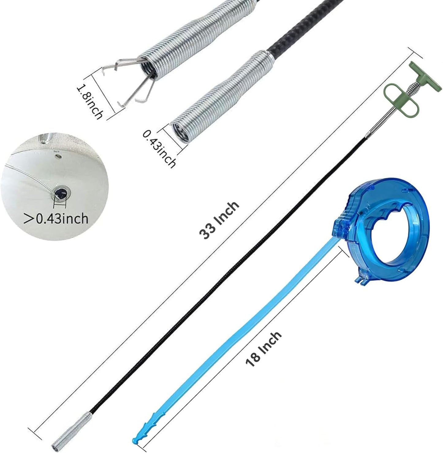 Removedor pelo serpiente flexible 35pulg limpiador desague