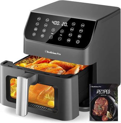 Freidora de aire 5.8qt 12 en 1 con ventana y tecnología flavor-lock