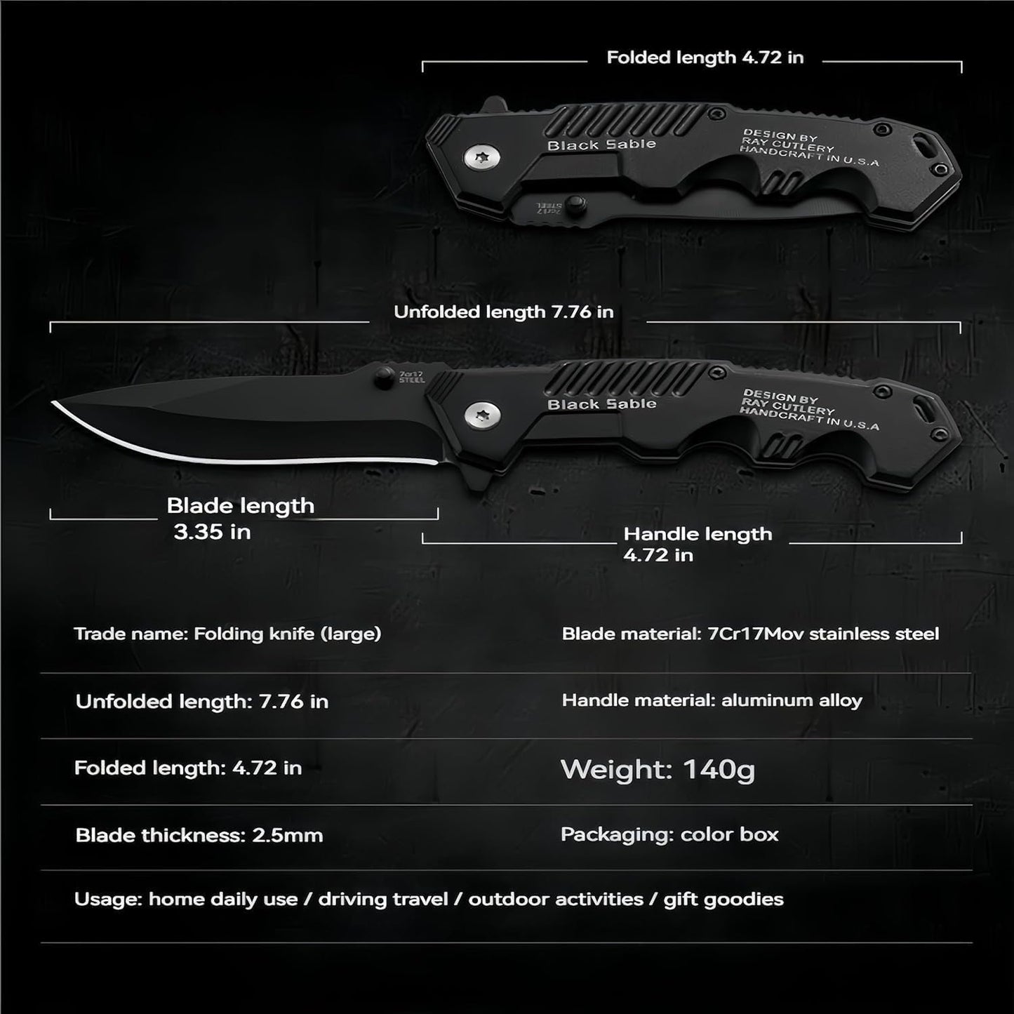 Navaja bolsillo plegable supervivencia táctica EDC con clip