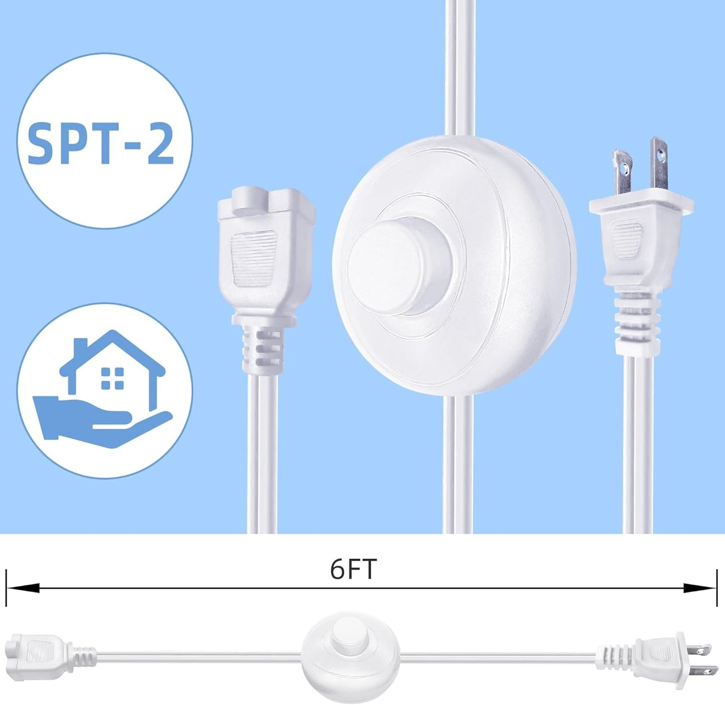Pedal interruptor pie cable 6pulg 3A 125V para lámpara