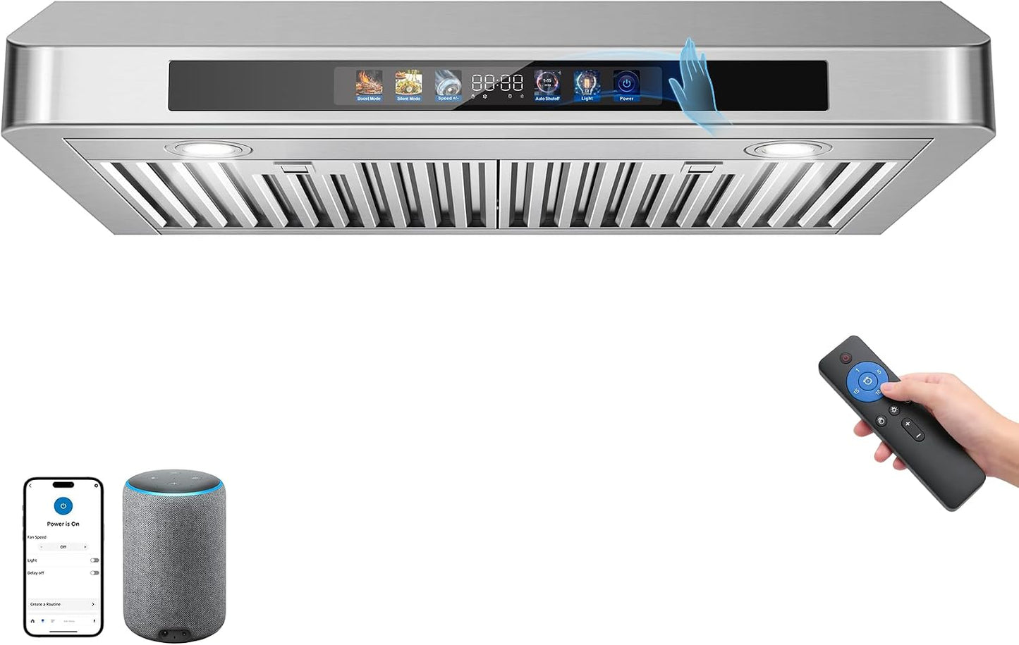 Campana extractora 30pulg 900CFM cocina inteligente 4 velocidades