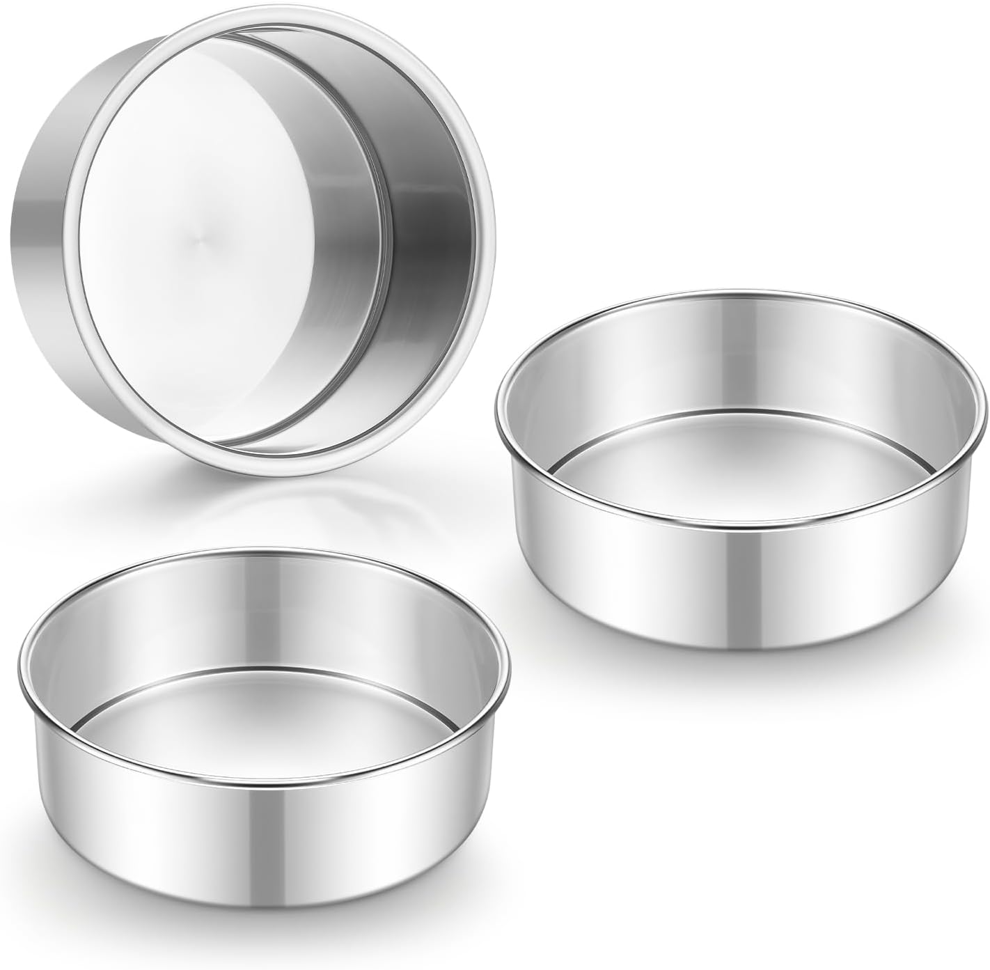 Juego de 3 moldes redondos de acero inoxidable para tartas