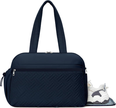 Bolsa gimnasio mujer ligera con zapatos separación húmeda azul