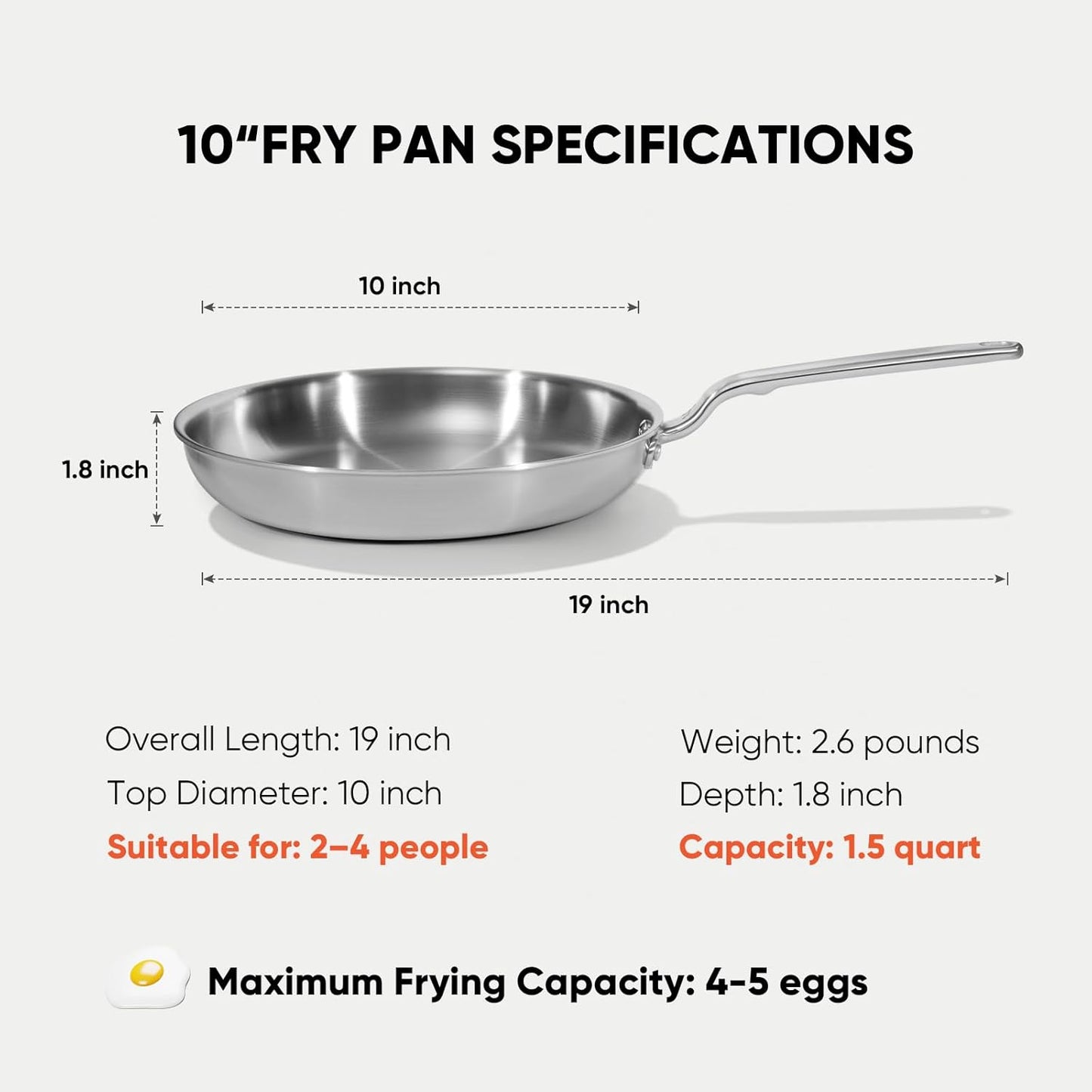 Sartén acero inox 10pulg 5capas con tapa 2qt
