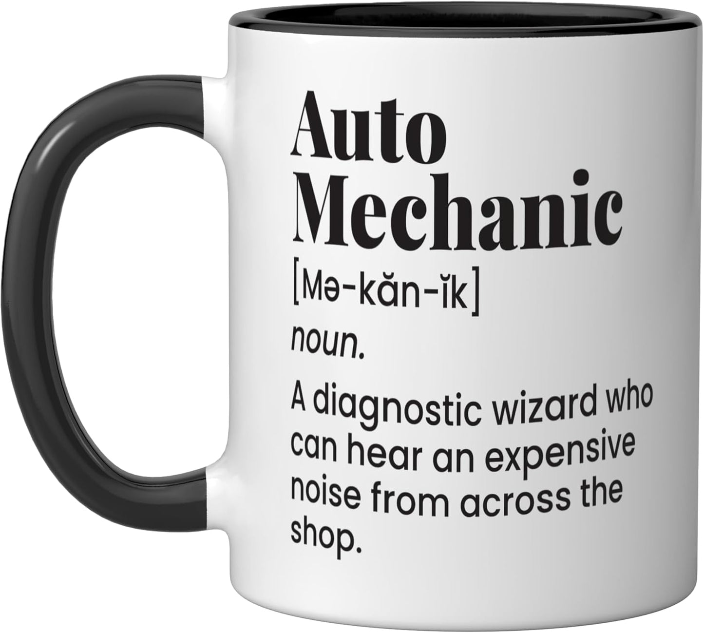 Taza Cerámica Auto Mecánico Humor Negro/Blanco