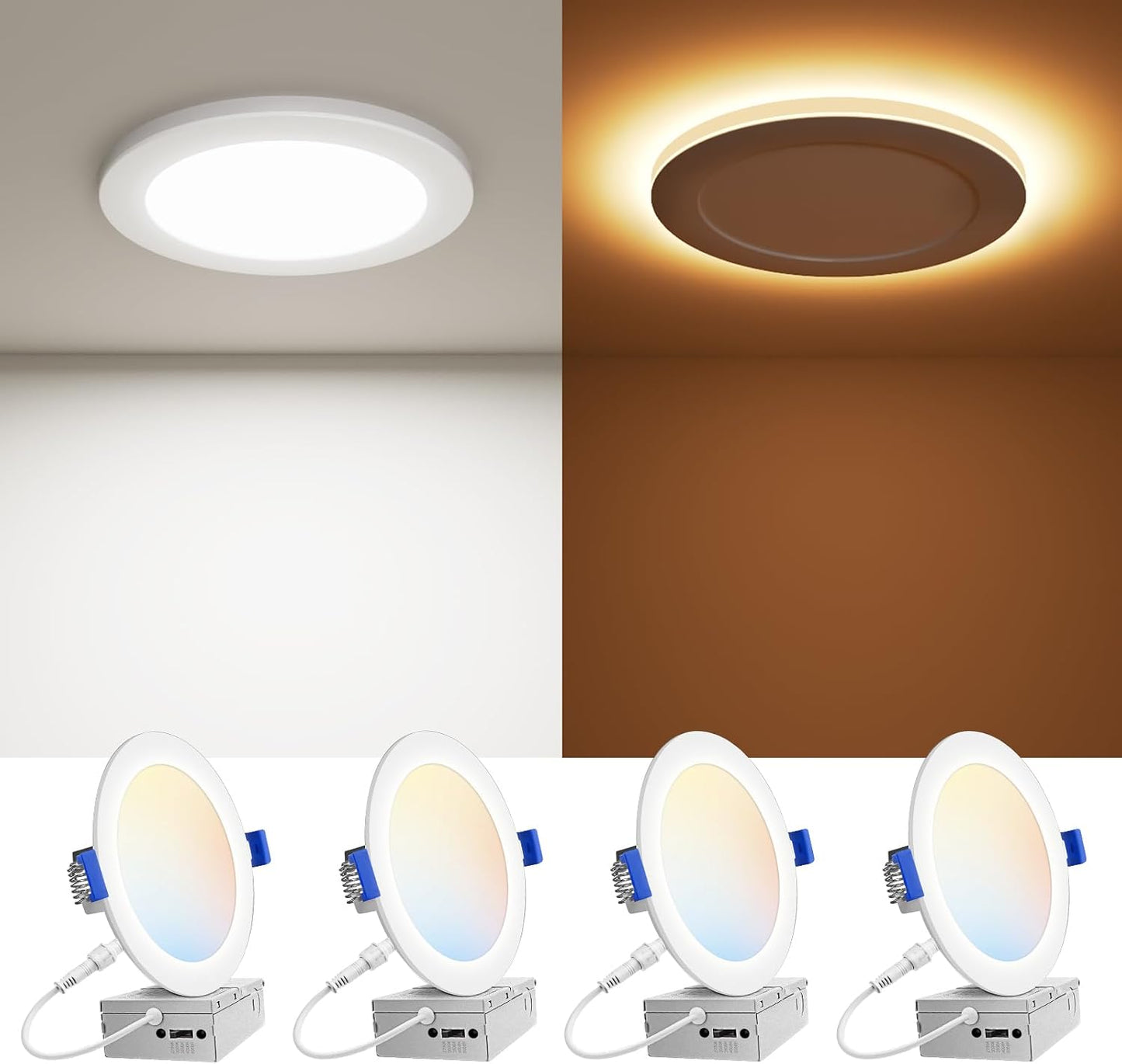 4 Luces Empotrables 6pulg LED 2700K-5000K 12W